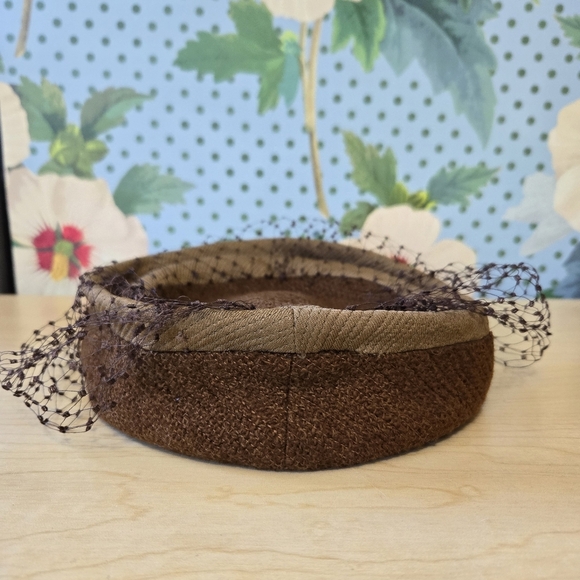 Vintage Brown Pill Box Hat - Picture 3 of 5